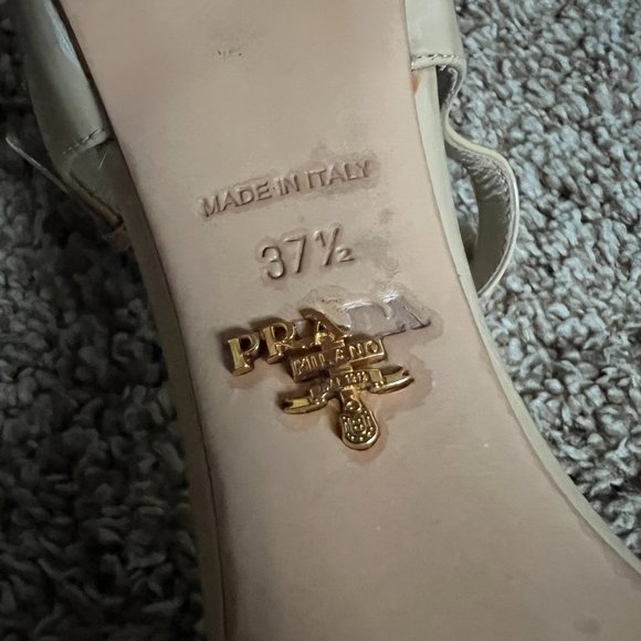 Prada Women's Cream Patent Leather Strap Shoes. - Picture 12 of 13